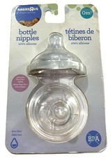Four 2pk Babies 'r Us Baby Bottle 100 Silicone Nipples, 0m Slow, BPA Free /12z