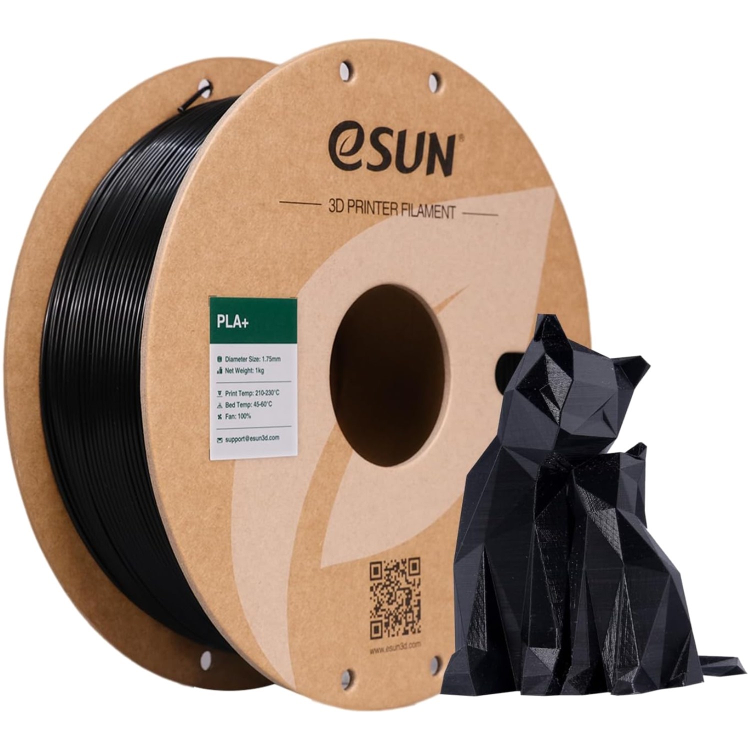 PLA Plus Filament, 1,75 mm, 3D-Drucker, schwarz, verstärkt, Maßgenau
