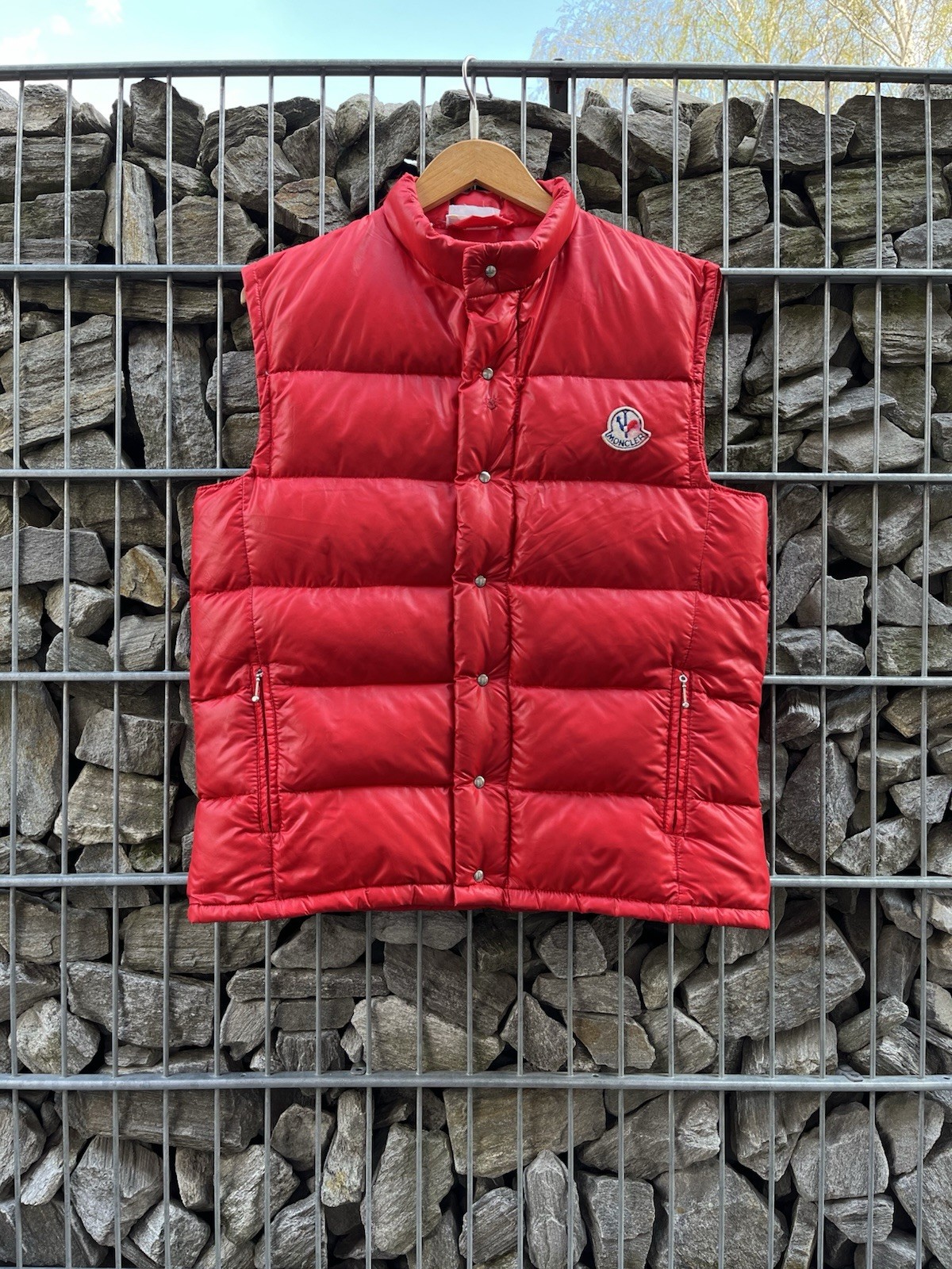 Vintage 80s Men's Moncler Grenoble Down Gilet Puffer Vest Jacket Red Size M