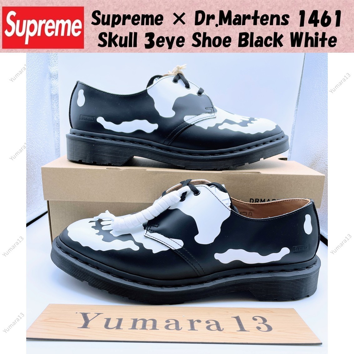 Supreme × Dr.Martens 1461 Skull 3eye Shoe Black White 42936001