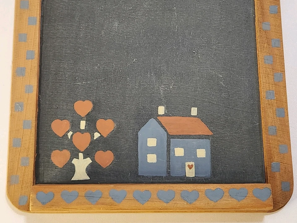 VTG Stenciled Heart Home Wood Hanging Chalkboard Country Sign Chalk Tray 7" X 9" - Image 3 of 4