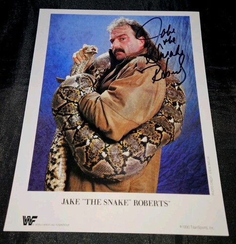 WWE WWF JAKE THE SNAKE ROBERTS SIGNED 1990 8x10 GLOSSY PHOTO COA REPRO PROMO - Picture 2 of 8