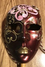 Venetian Masquerade Mask Hand Painted With Tags Italian Made Venezia w/ Stick