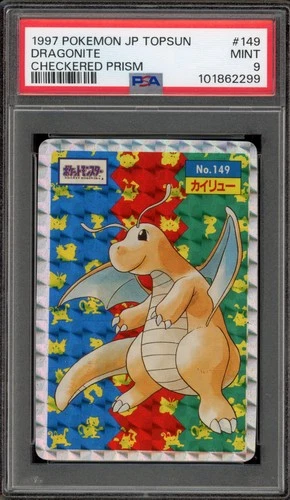 Pokemon Topsun Dragonite Japanese Checkered Prism #149 PSA 9 Mint