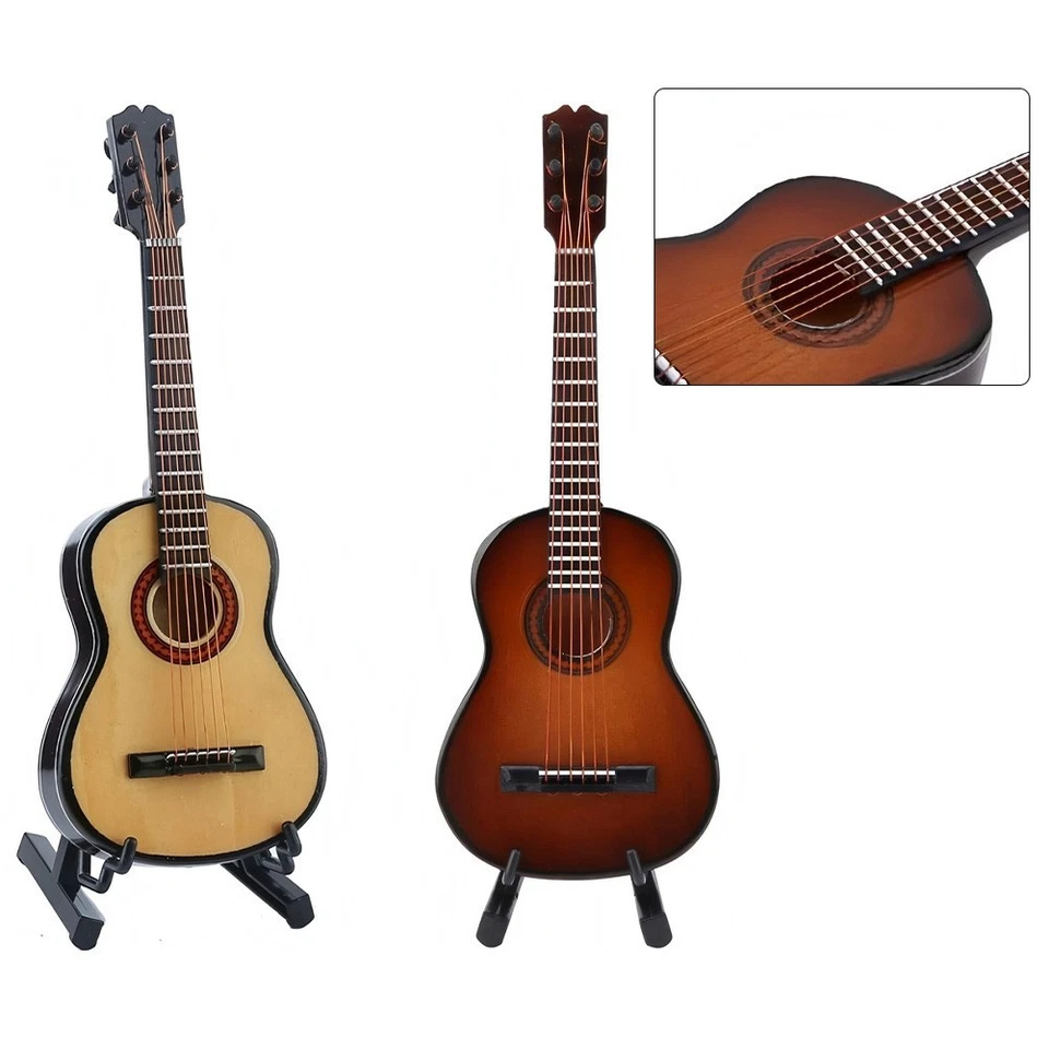 Mini guitare décorative modèle avec support idéal pour salles de musique ou b - Photo 4/4