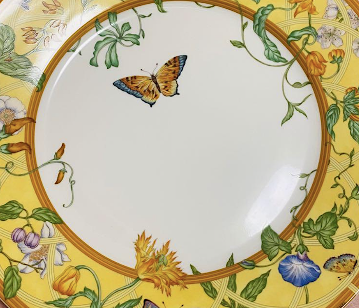 Hermes Siesta Dinner Plate Yellow Floral Dish Tableware Tray Auth