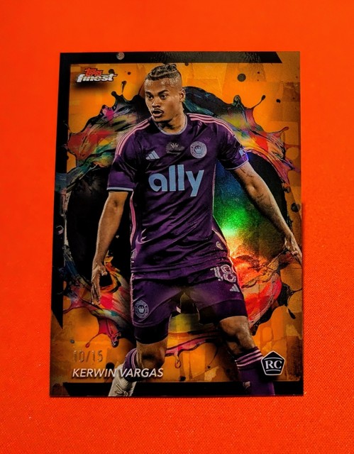 🔥Kerwin Vargas RC 10/15 Orange Rare -2024 Topps Finest MLS Charlotte FC #259
