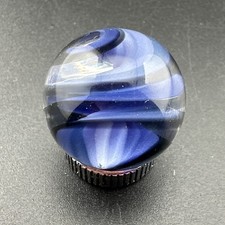 Contemporary Handmade Art Glass Marble .78" Midnight Color Swirl Blue Purple Hue