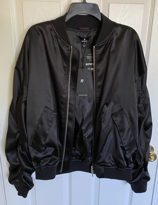 NWT Represent Men s Black Satin Bomber Jacket Size M Medium