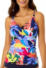 Anne Cole Women's Printed Underwire Tankini Top Topical Floral 38C 40B New