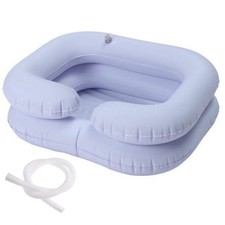 White Inflatable Hair Wash Basin Bedside Portable Shampoo Bowl Bedridden