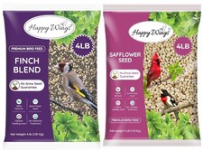 Happy Wings Finch and Safflower Bird Seed Bundle 4lb Bags