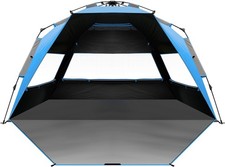 Beach Tent Sun Shade Shelter UV Protection Pop Up 4 Person Waterproof Blue