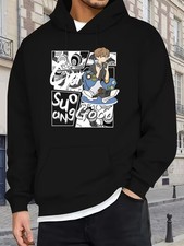 Men's  Women's Anime Collage Print Hooded Sweatshirt - Warm Cotton Blend Pullov