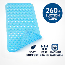 Extra Long Non Slip Bath Mat for Tub 34.5x15.5 Inch, Shower Mat with Drain Holes