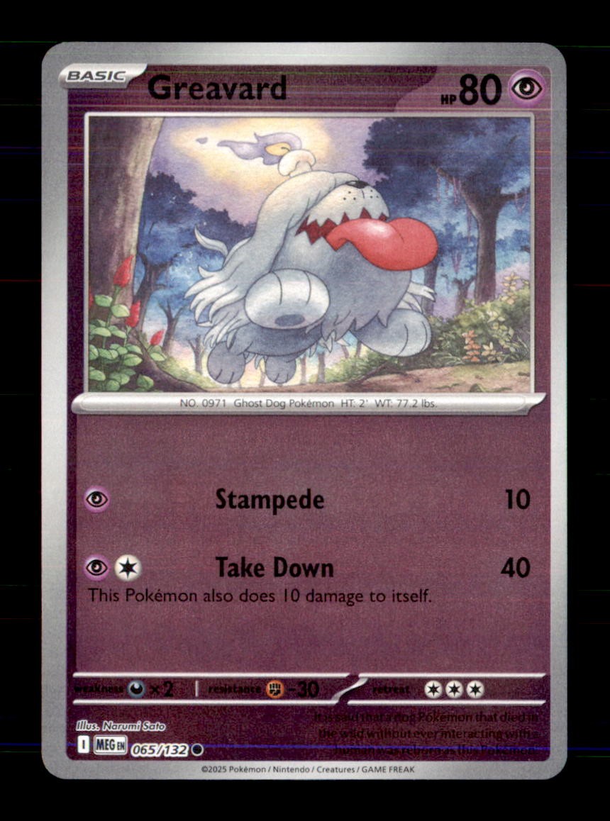 Greavard 065/132 Common Mega Evolution Pokemon Reverse Holo Near Mint