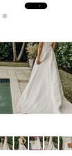 Strapless White Lace A-Line Wedding Dress Sleeveless Classic with Train