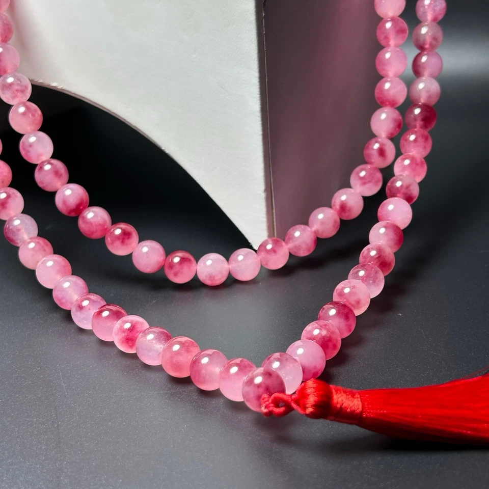 Real Natural Ice Burmese pink Jade jadeite 12mm 108 Beads Necklaces & Pendants - Image 4 of 4