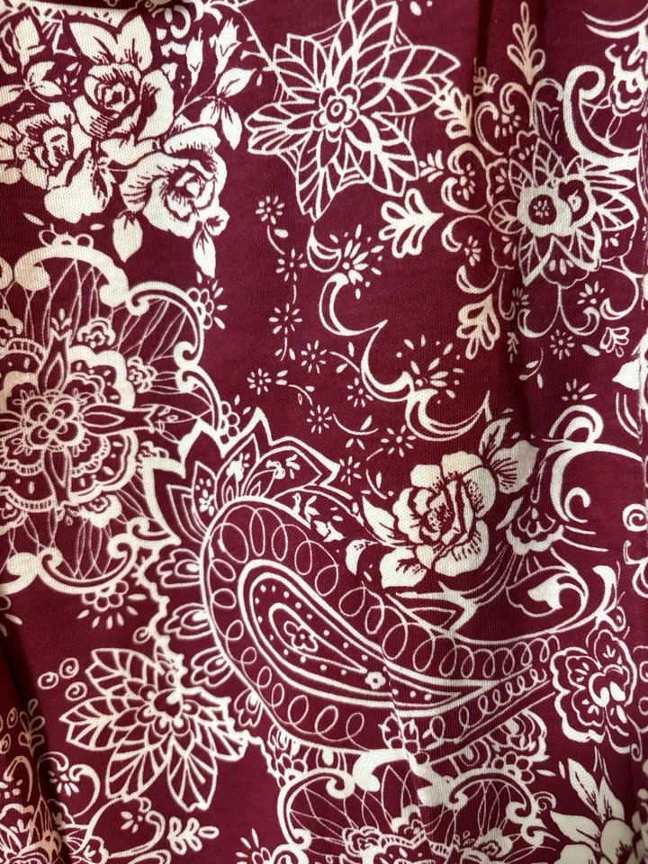 NWT Long Sleeve Pull Over Women's Size Large Karen Scott Merlot  Cream Paisley - Image 3 of 3