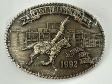 1992 Flint Hills Rodeo Strong City KS Trick Riding Limited Ed Belt Buckle Sealed