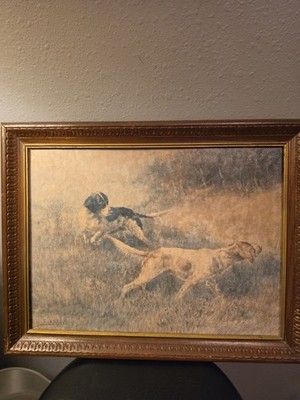 Two Paintings By Edmond Henry Osthaus ART English Pointer & Hunting Dogs Signed