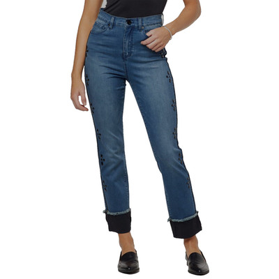 DG2 by Diane Gilman Womens Flex Stretch Denim Jeweled Jean in Midtne Sz 16W