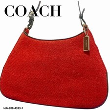 COACH Leather Sunset Shoulder Bag Red 16x27x4cm Used Authentic Original