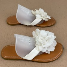 Girls White Flower Sandals Toddler No Size Tag Check Measurements Insole 7.25 In