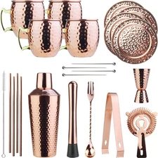 Moscow Mule Barware Set - 23pc - Copper Plated Stainless Steel - Professional...