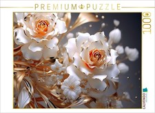CALVENDO Puzzle Elegante Rosen in wei  und gold  1000 Teile Lege-Gr  e 64  48