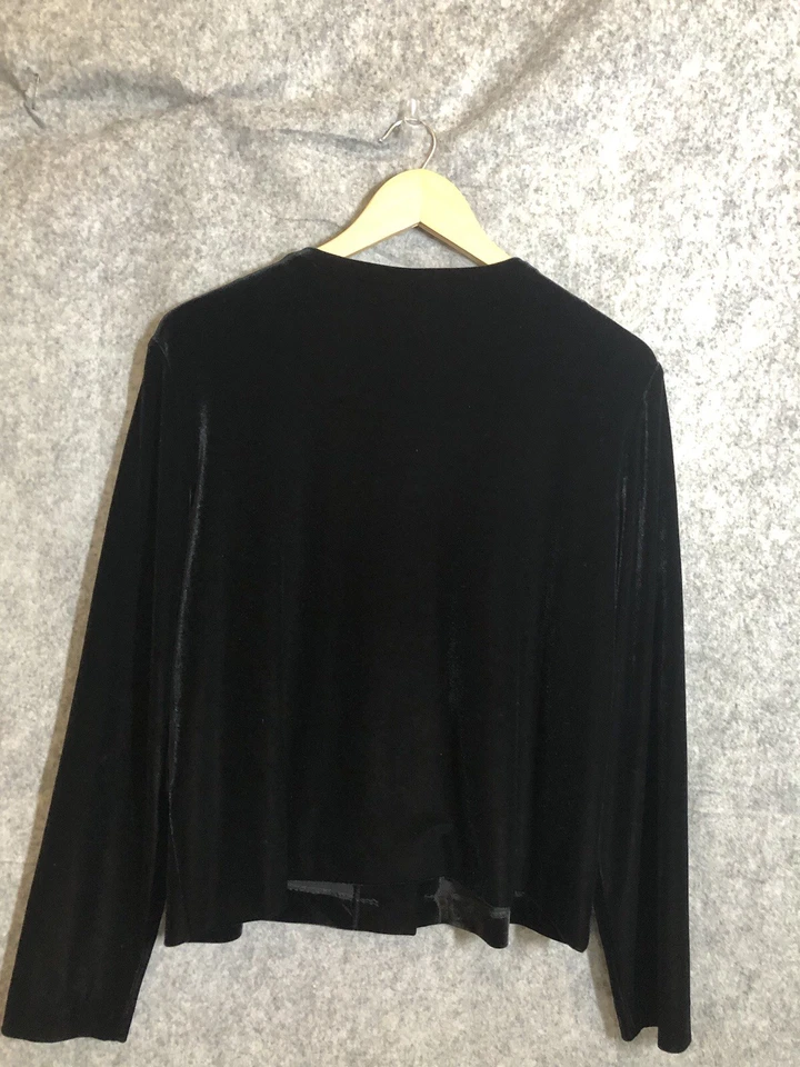 Blazer Talbots Mujer 12 Negro Sedoso Terciopelo Forrado Fiesta Oficina Carrera Chaqueta Foto 2 de 4