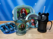 Disney BRAVE Melamine Bowl & Plate, Utensils, Goblet, Sippy Cup Set NWT RARE