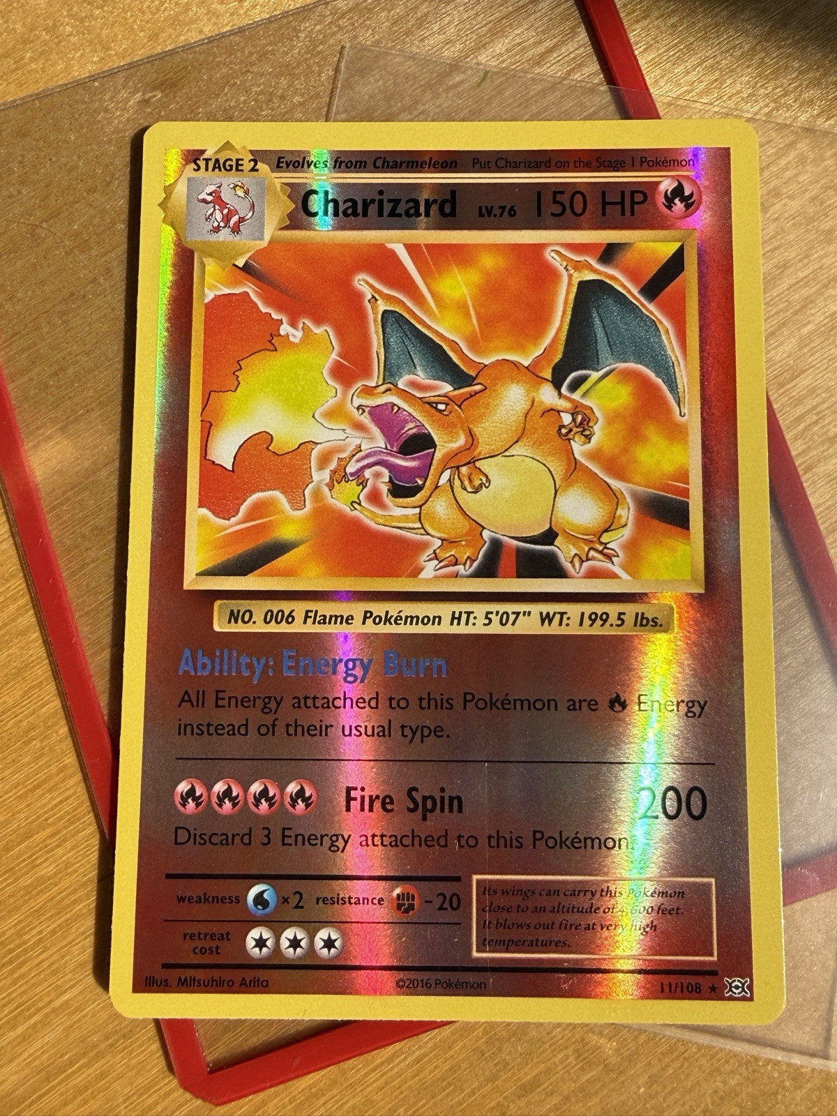 2016 Pokemon Charizard 11/108 XY Evolutions Reverse Holo Rare TCG Card view 10