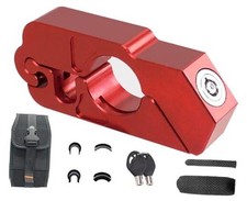 Heavy Duty Motorcycle Throttle Lock - Anti Theft Brake Handlebar Grip Lock, Red