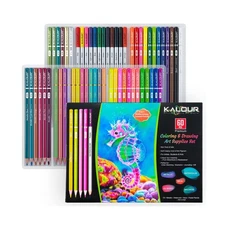 KALOUR 60 Art Drawing Pencils Set,Including Oil-Based, Metallic, Wa... Fast Ship