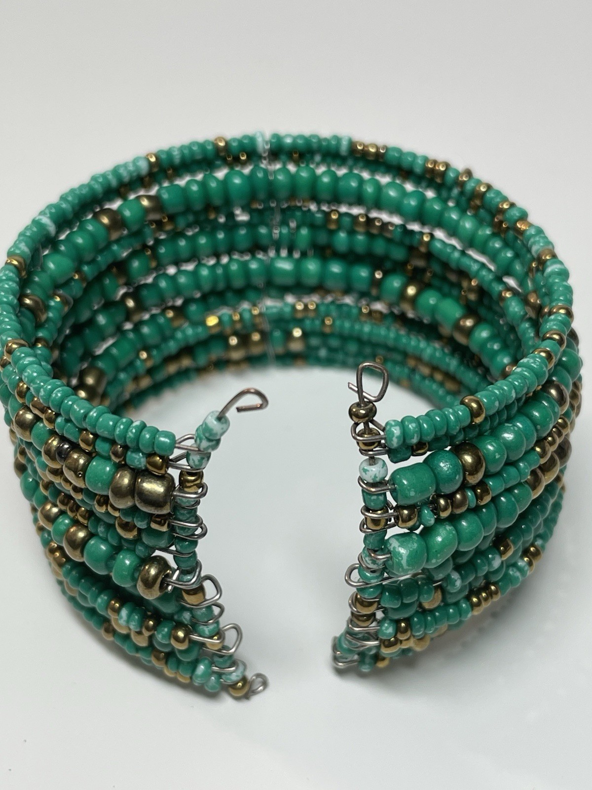 Seed Bead Multi Strand Statement Wired Cuff Brace… - image 3