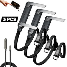 3PC 2-in-1 Invisible Holder Charger Cable  240W Fast Charging Cord W/ Phone Stand