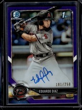 2018 Bowman Chrome #BCPA-ED Eduardo Diaz Prospects Autographs Purple #/250