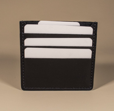 BEREGOI Slim Leather Card Holder Wallet Unisex Handmade Black