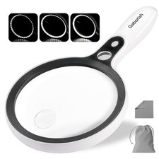 Large Magnifying Glass with 37 LED Light, 10X 20X 45X Large, Black & White
