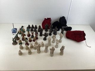 Harry Potter Wizard Chess Set Pewter Resin Pieces Wands Bags AP#554