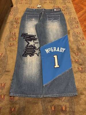 Vintage Y2k UNK New Jersey Nets Size 38 Mens Tracy Mcgrady #1 Jeans Baggy Wide