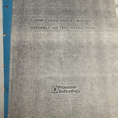 Processor Technology VDM-1 Video Display Module Assembly & Test Manual 1976