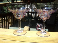 2 - Vintage Pier 1 Confetti Margarita Glasses...