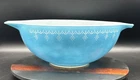 Pyrex Snowflake Garland #444 1972 Vintage Large Cinderella Bowl 4 Qt. Blue White