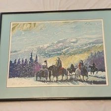 Earl Biss "Waiting In The Cold" Artist Proof - Serigraph on Paper Mountain Crows