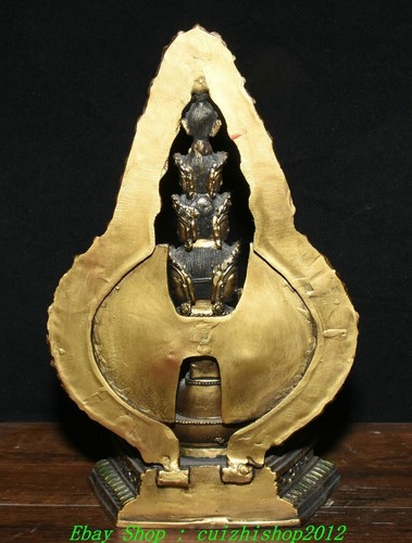 Old Copper Painting 1000 Arms Avalokiteshvara of Goddess Guan Yin Buddha Statue - Picture 12 of 12