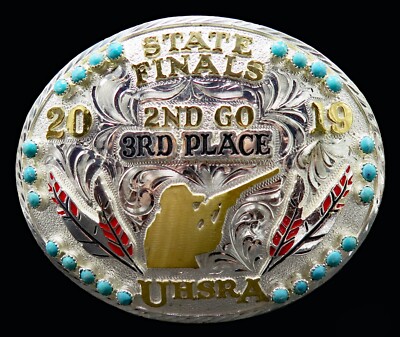 UHSRA State Finals 2ND Go 3RD Place Trap Shooting Trophy Belt Bucklel