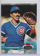 1991 Stadium Club Baseball Luis Salazar Card # 94 Rare Variation F Copyright