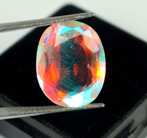 Natürlicher brasilianischer Regenbogen mystischer Topas 9,65 Karat ovaler Edelstein zertifiziert B99224 - Bild 5 von 7